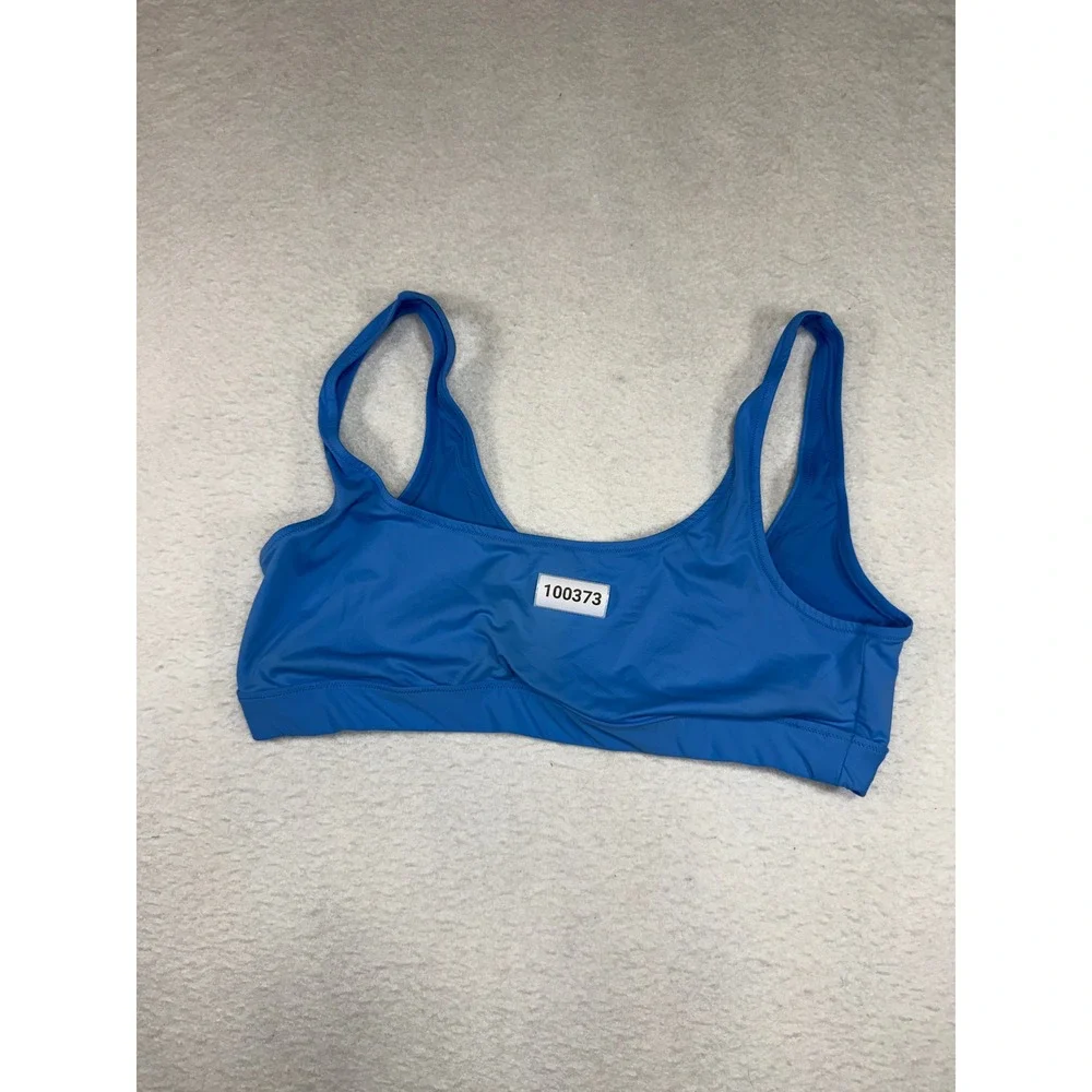 SKIMS Swim Scoop Neck Bikini Top Blue Recycled Nylon Size 3X
